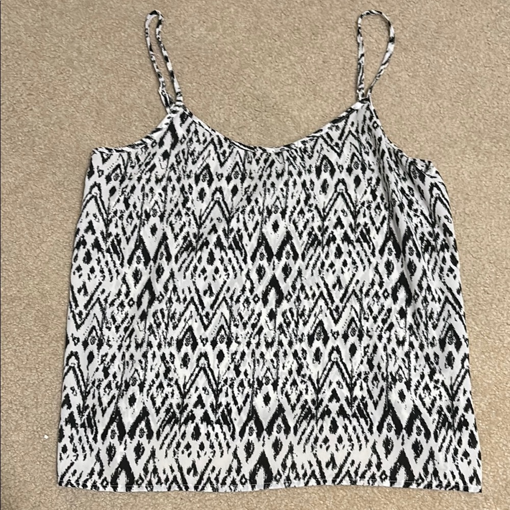 Black and White Patterned Women's Tank Top, Size 10, Excellent Condition!